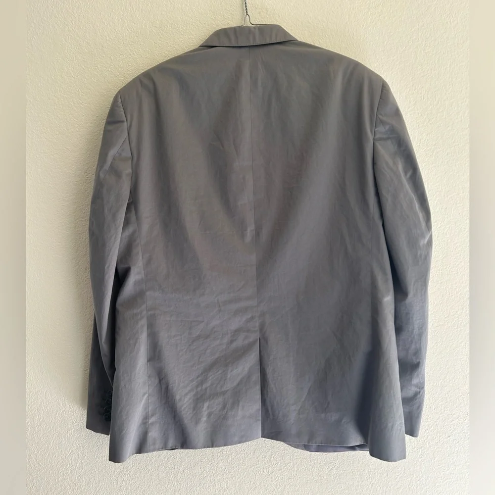 Calvin Klein Cotton Hidden Button Down Blazer Gray Size Large Short Business Men